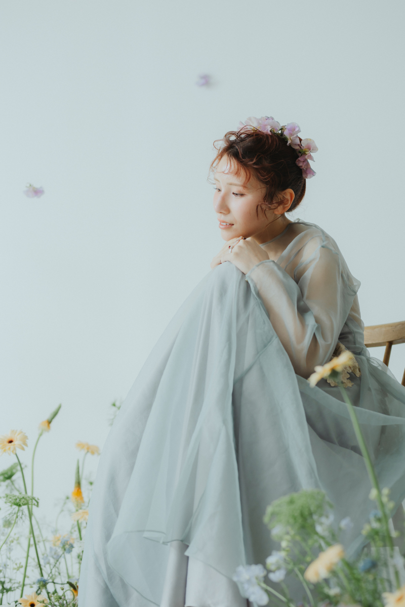 お花に囲まれて