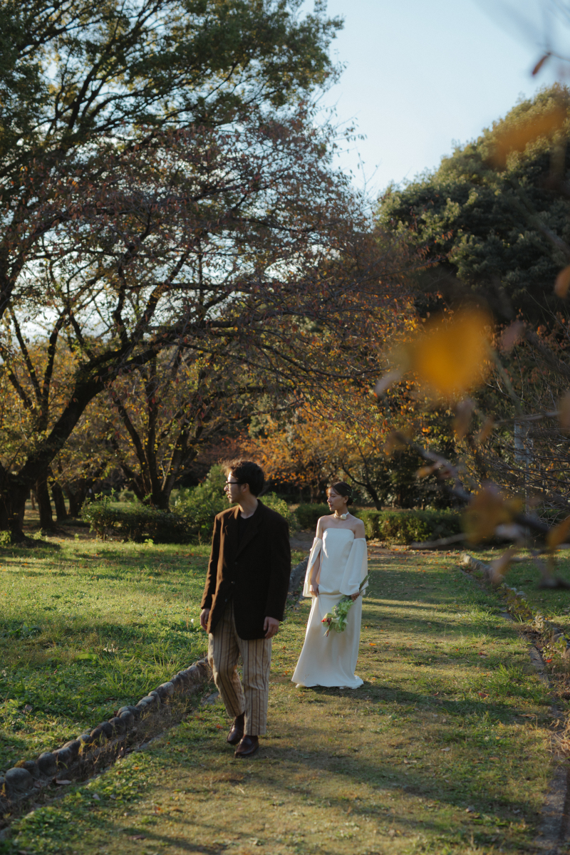 夕陽が差し込む中の撮影