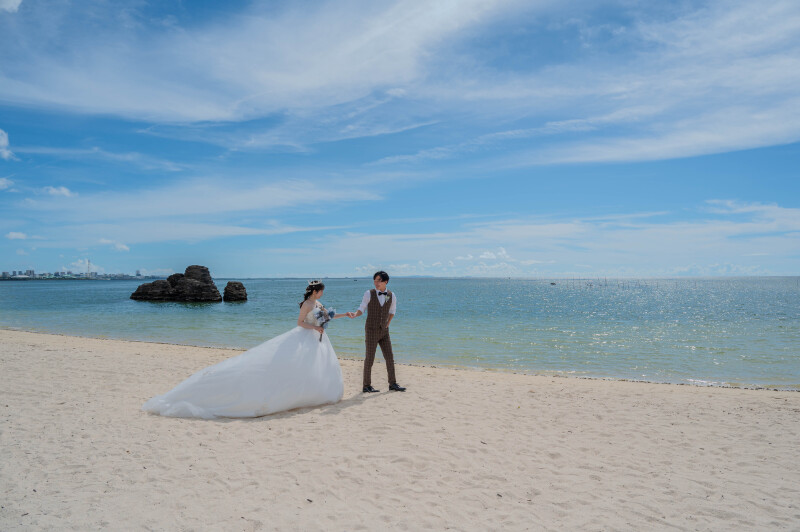 砂浜を歩く、ゆったりした時間