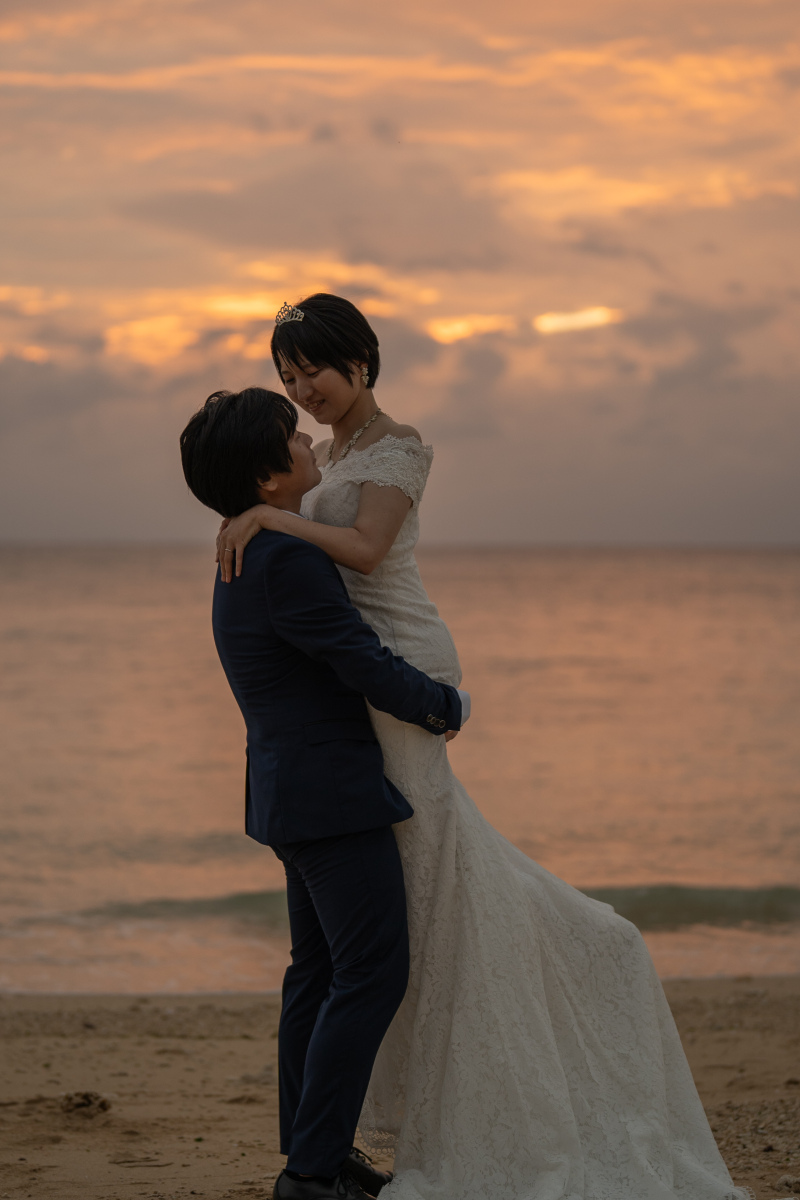 サンセットに抱き上げショット