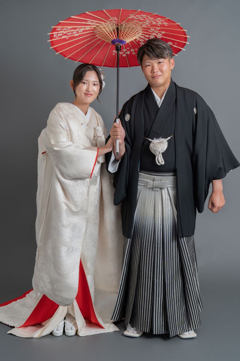 和傘の下でほっこりツーショット