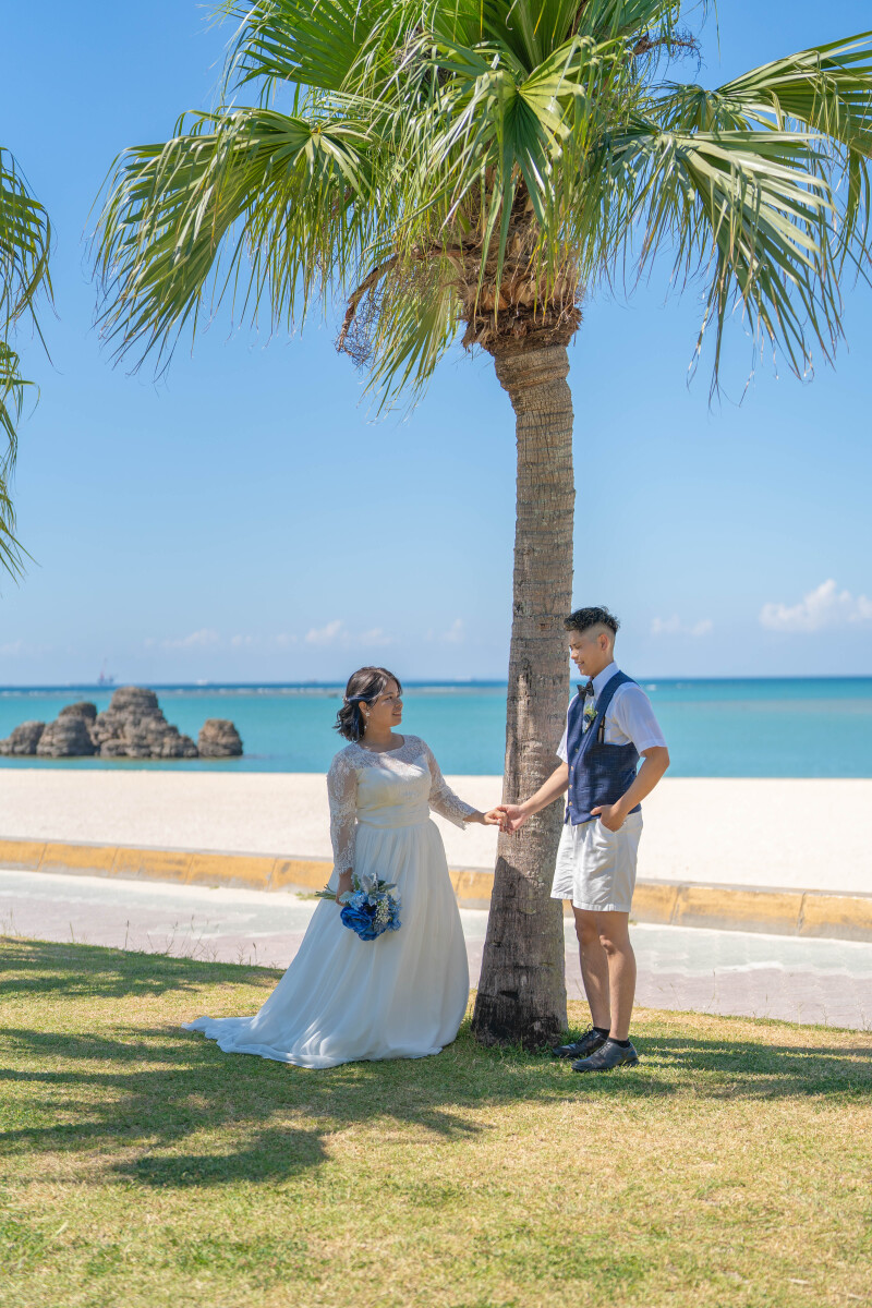 ヤシの木の下で