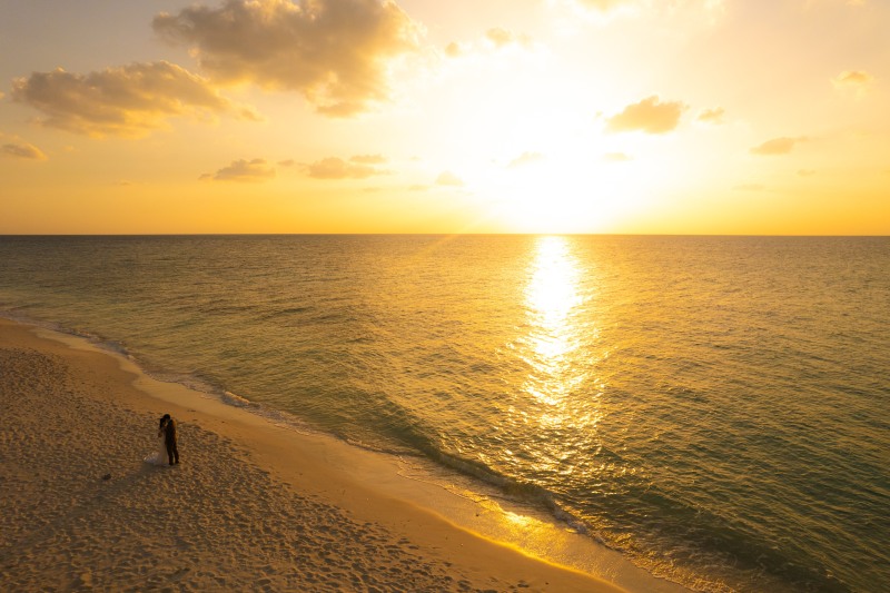 サンセットもドローン撮影で素敵なお写真を撮影します