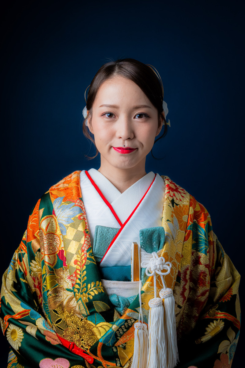 色打掛（モスグリーン&times;オレンジ）