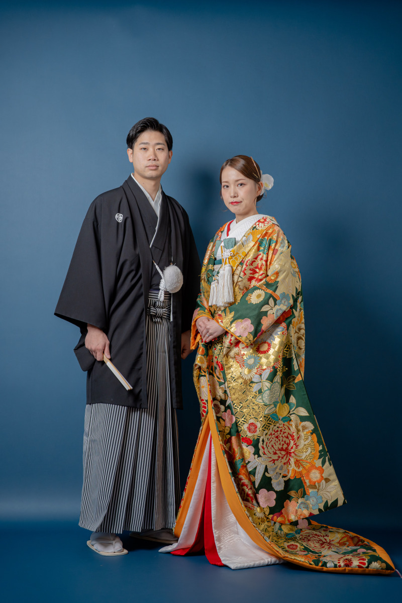 色打掛（モスグリーン&times;オレンジ）