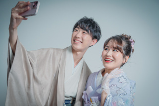 パープルの掛下とオーガンジーのレースが可愛い♡