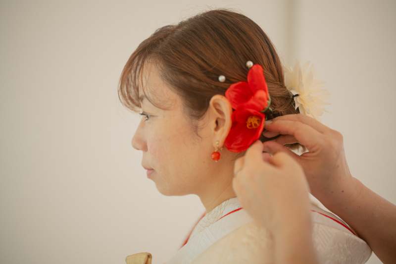 お客様がお持ち込みなさったヘアアクセを活用
