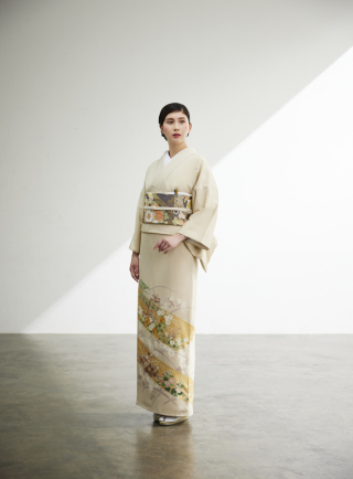 クリーム琳派鬘帯（色留袖）