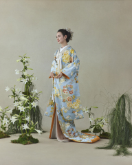 薄縹 花丸熨斗文