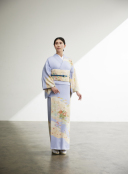 水色道長に牡丹（訪問着）