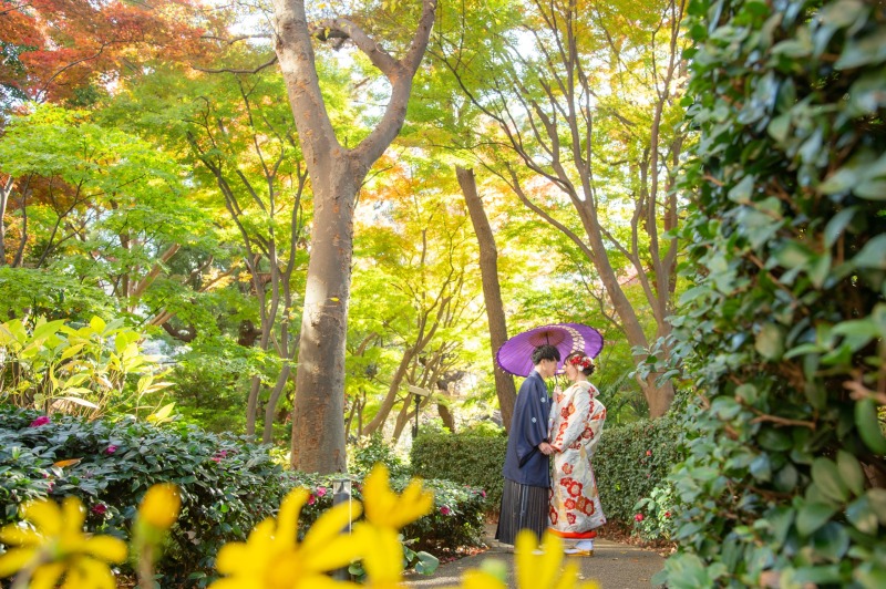 【和装2着】日本の伝統文化を残す白無垢×色打掛×庭園ロケーションプラン