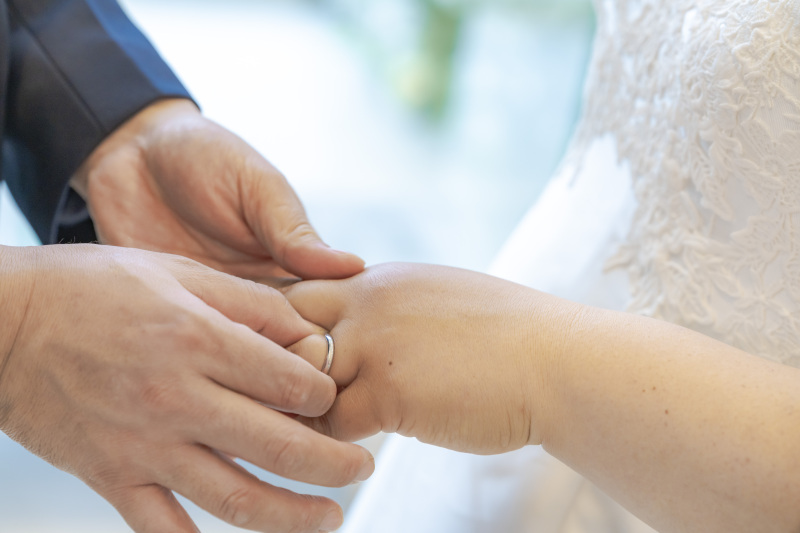 指輪交換のシーンもバッチリと