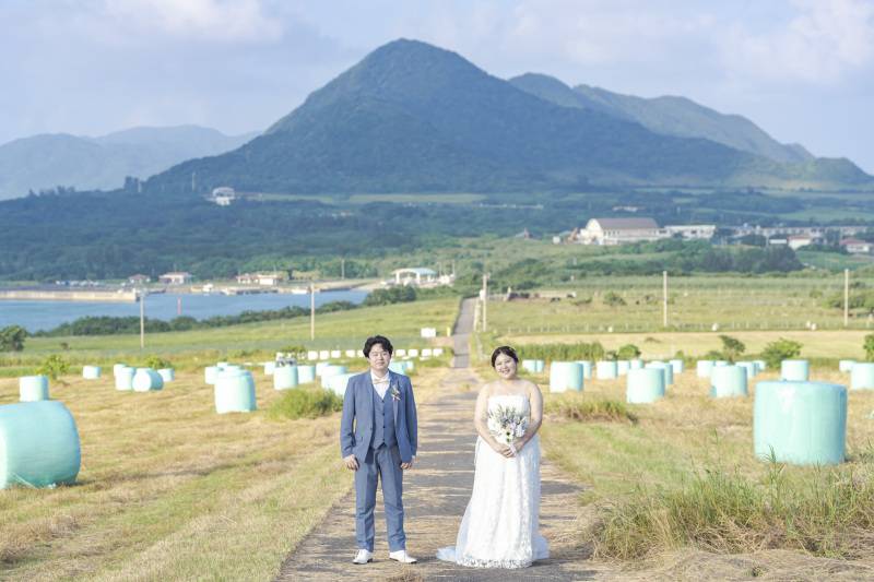 高い建物が一切ない牧草地。ずっと続く一本道。
