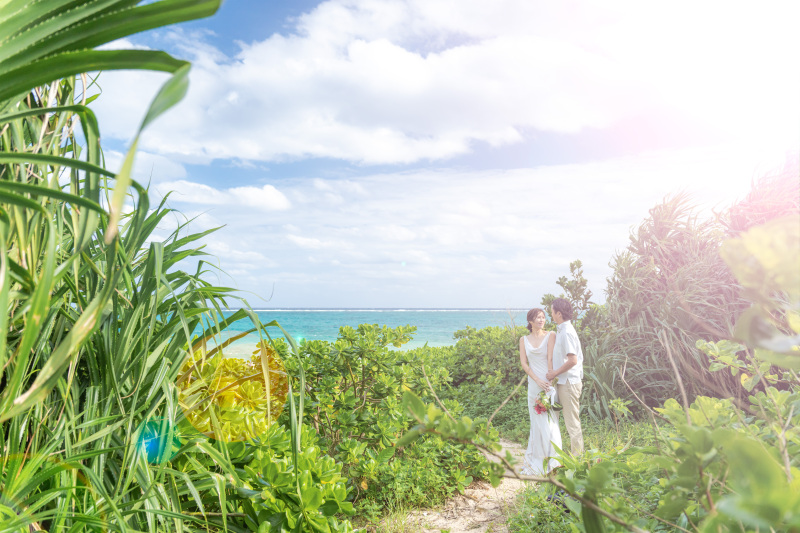 植物を掻き分けると海。誰もいない隠れ家ビーチ。