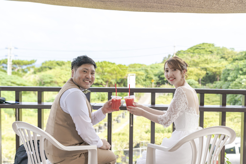 アセロラジュースで乾杯!ツアーだから休憩も◉