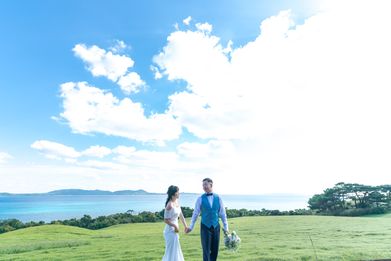 草原から海が見え渡せるスポット。寄り道寄り道!