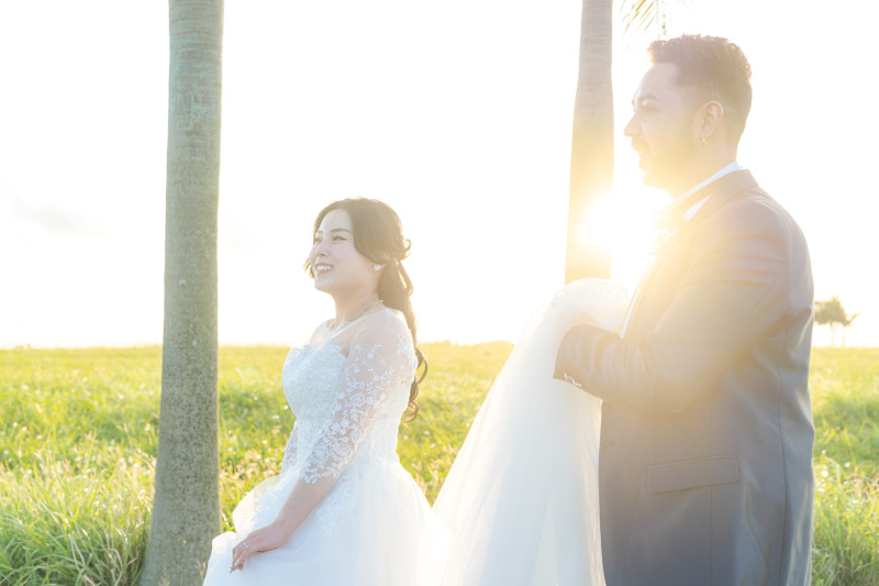 2箇所目のサンセットはヤシの木並木道。