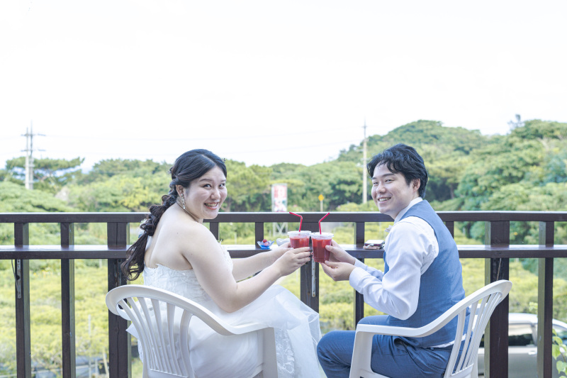 休憩タイム。アセロラジュースで乾杯！