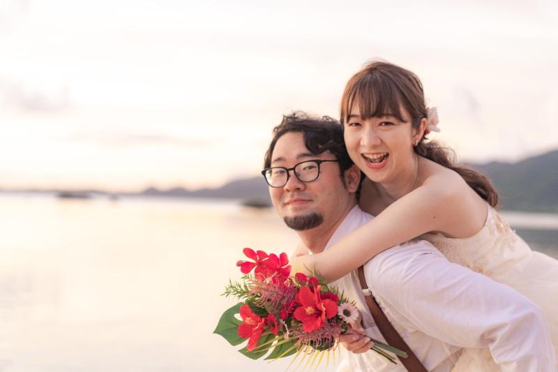 最後はサンセット見ながら、おんぶで散歩。