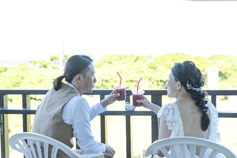 休憩タイム。アセロラジュースで乾杯！