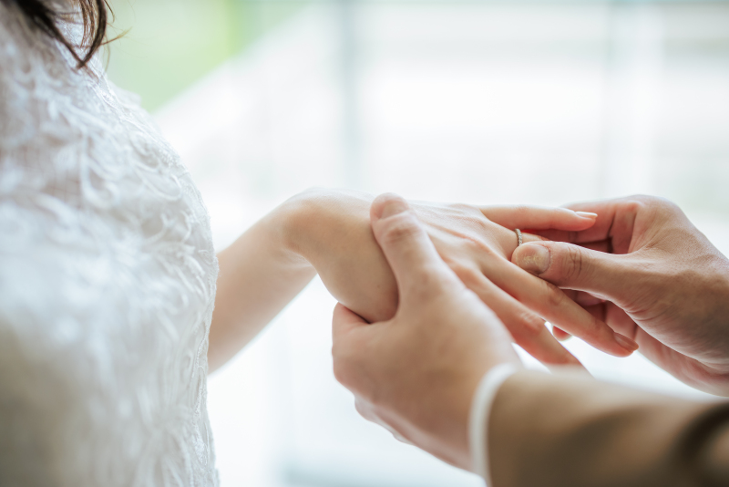 指輪交換シーンの写真もバッチリ