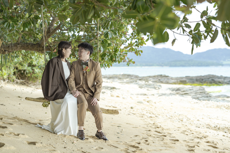 砂浜にある大きなブランコで