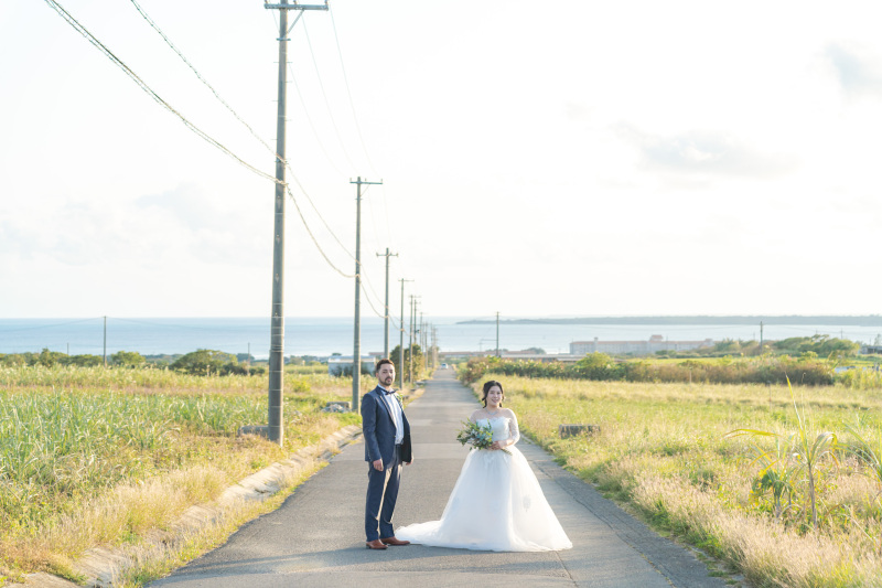 サンセット撮影の最初は海の見える一本道。