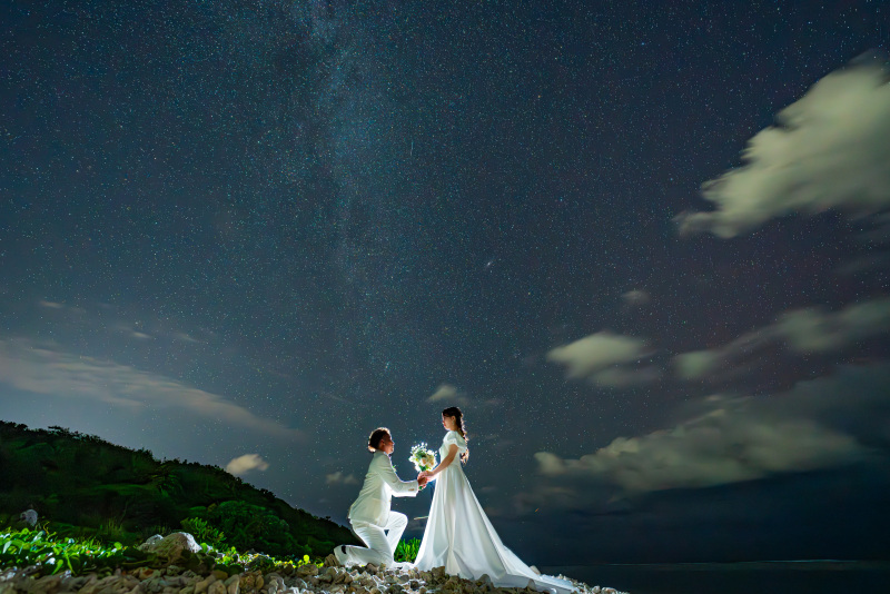 BlueSoda石垣島/宮古島クラフトフォトウェディング_夜景で撮影できる
