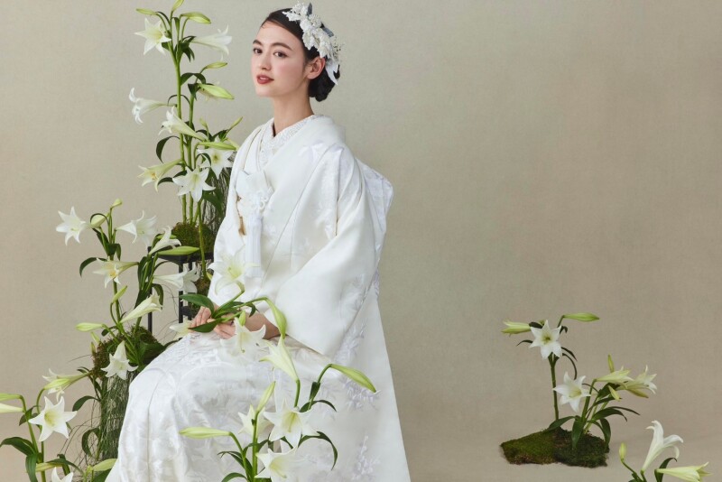 白無垢に合わせた小物もコーディネイト*