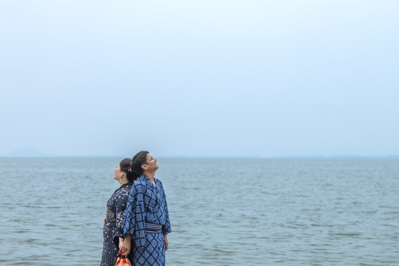 琵琶湖でのお二人は何と浴衣にチェンジ。