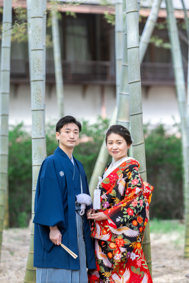 お召替えを行って竹での撮影。