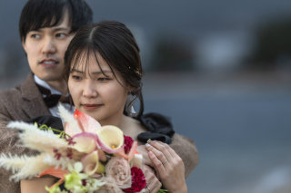 雨の中頑張っていただいたお二人の琵琶湖ロケーションフォト★