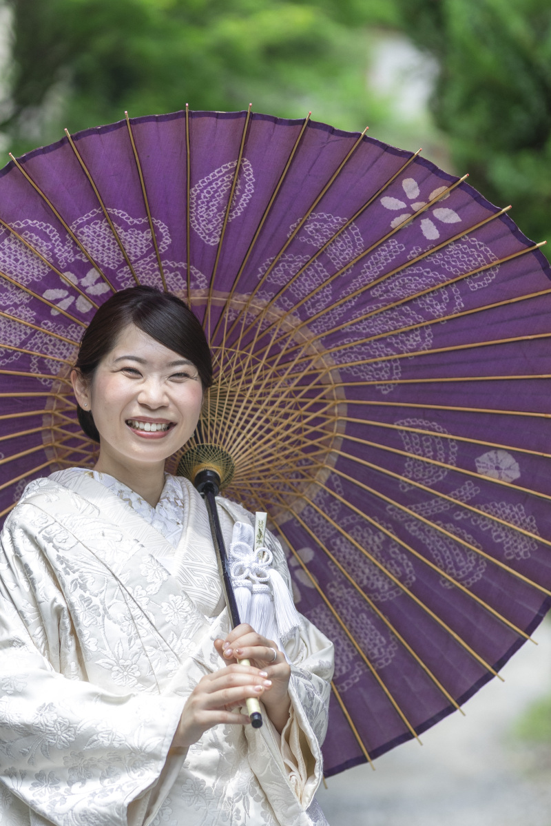 新婦様のキュートな笑顔がまぶしい。