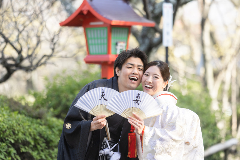 長岡天満宮和装のかわいいお二人。