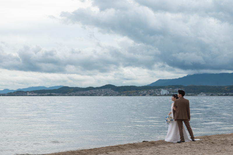 山側も美しい雲と水面。