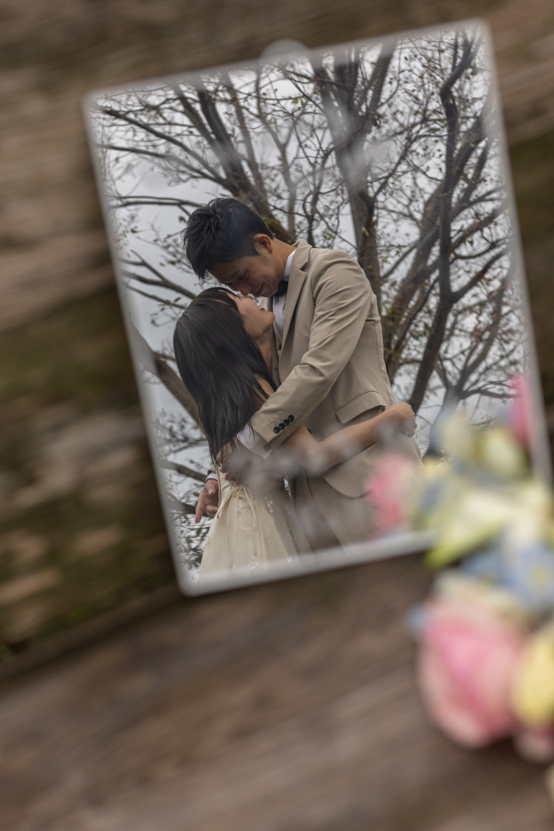 鏡に映る二人が愛らしい。