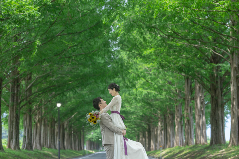 【メタセコイア並木＋琵琶湖】《洋装1点》2ロケ＋スタジオ撮影付き|最短納品1週間｜最低500カット保証|お馬さんとの撮影も可能★