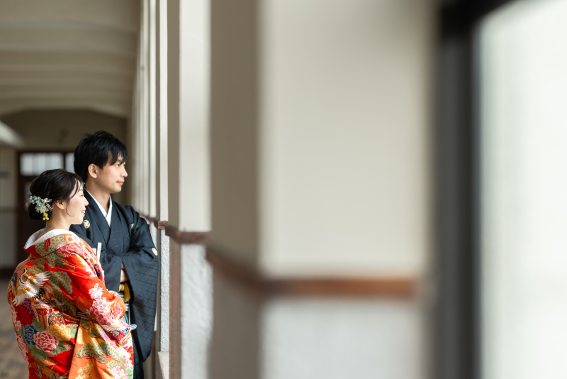 【東近江満喫和装洋装プラン】藤井彦四郎邸宅での和装1点撮影後、旧豊郷小学校で洋装★ご自宅での出張ヘアメイク着付けも同プライスで★