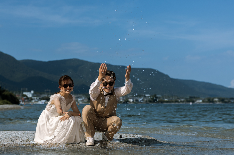 追加料金ナシ!【琵琶湖ロケーションプラン】《洋装1点》最短納品1週間★300カット保証|ハイシーズンもアップ料金なしでご案内★