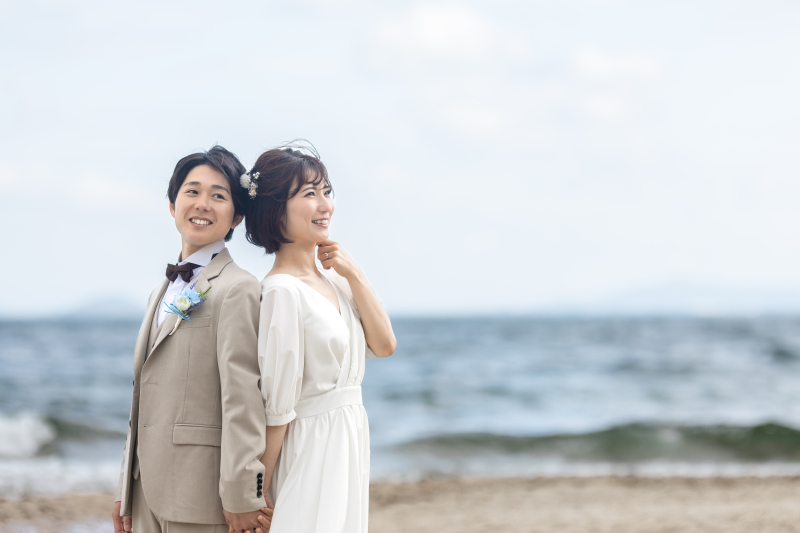 【9月1日~】初秋プラン♪《琵琶湖+スタジオ×洋装1着》透明度高い白砂ビーチ。暑さ対策で早朝とサンセットも追加料金ナシでご案内!