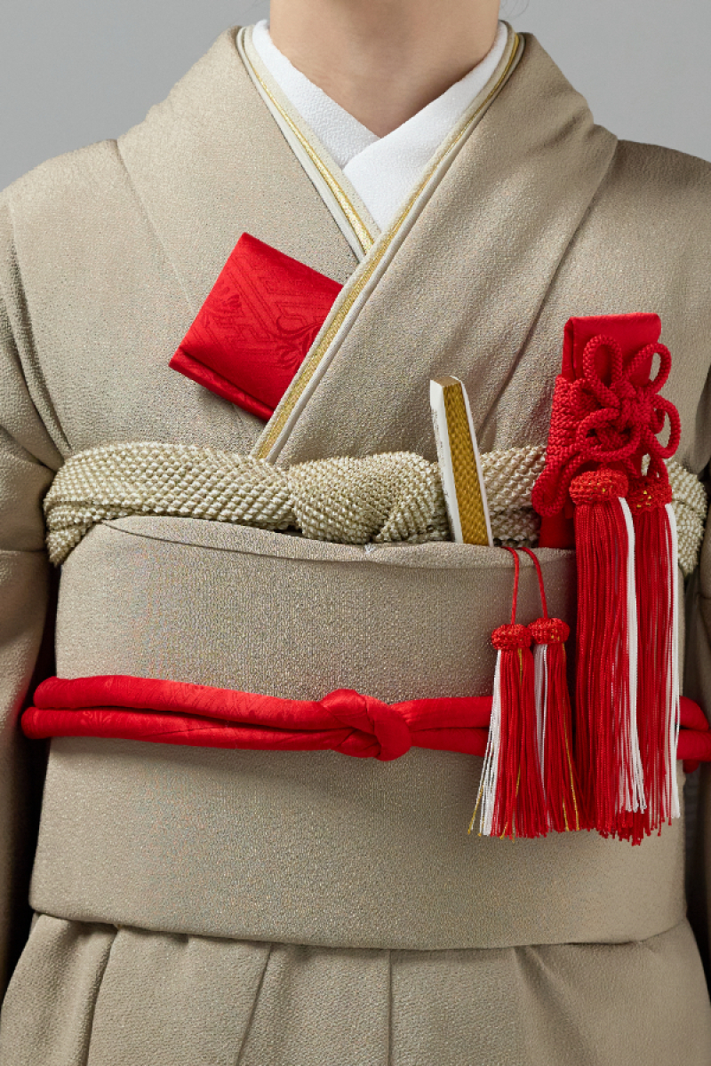 掛下コーディネート茶色　重衿ベージュ金1