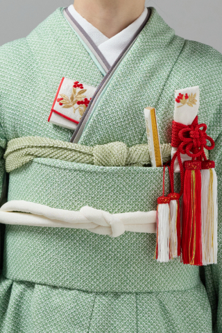 掛下コーディネート薄緑　重衿モカグレー1