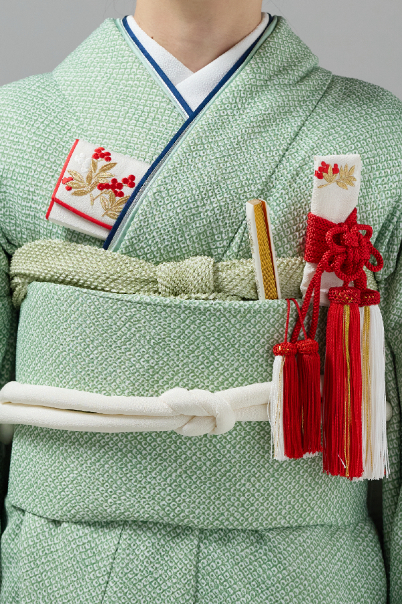 掛下コーディネート薄緑　重衿紺銀1