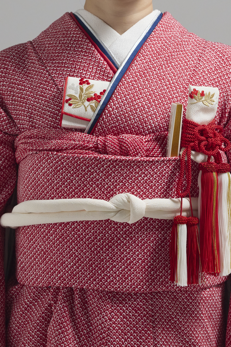 掛下コーディネート赤　重衿紺銀1