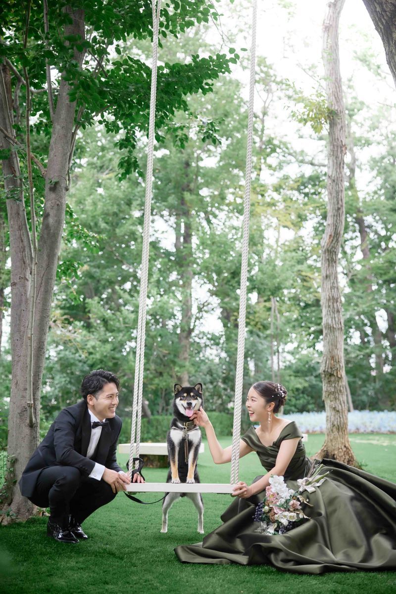 わんちゃんとの3ショットも大切な記念写真