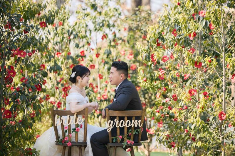 愛妻と青空の下