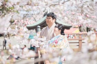 桜ロケーション&times;和装で残すウェディングフォト