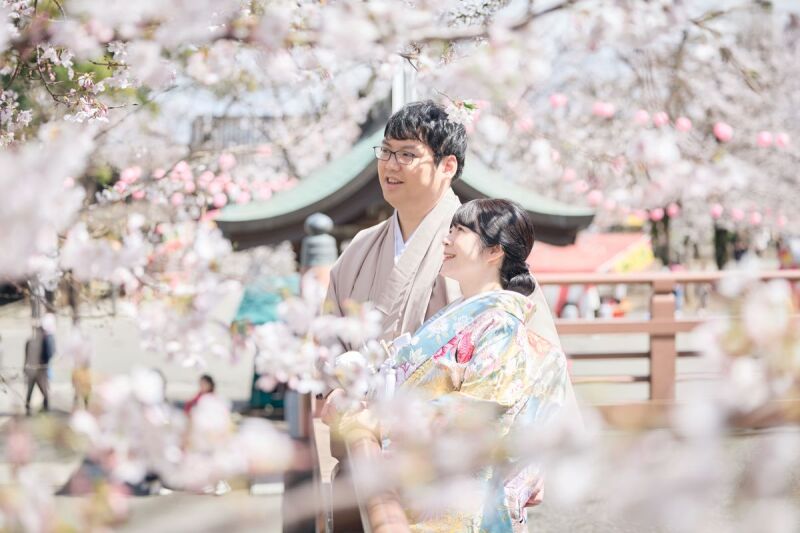 桜ロケーション&times;和装で残すウェディングフォト