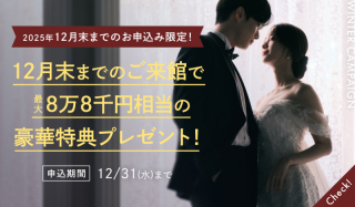 12月キャンペーン！26年2月末迄の申し込み限定！ドレス1着プレゼントなど豪華特典付き