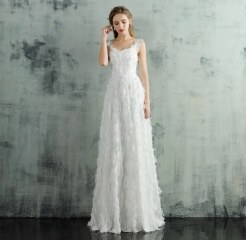 肩紐付き羽ドレス